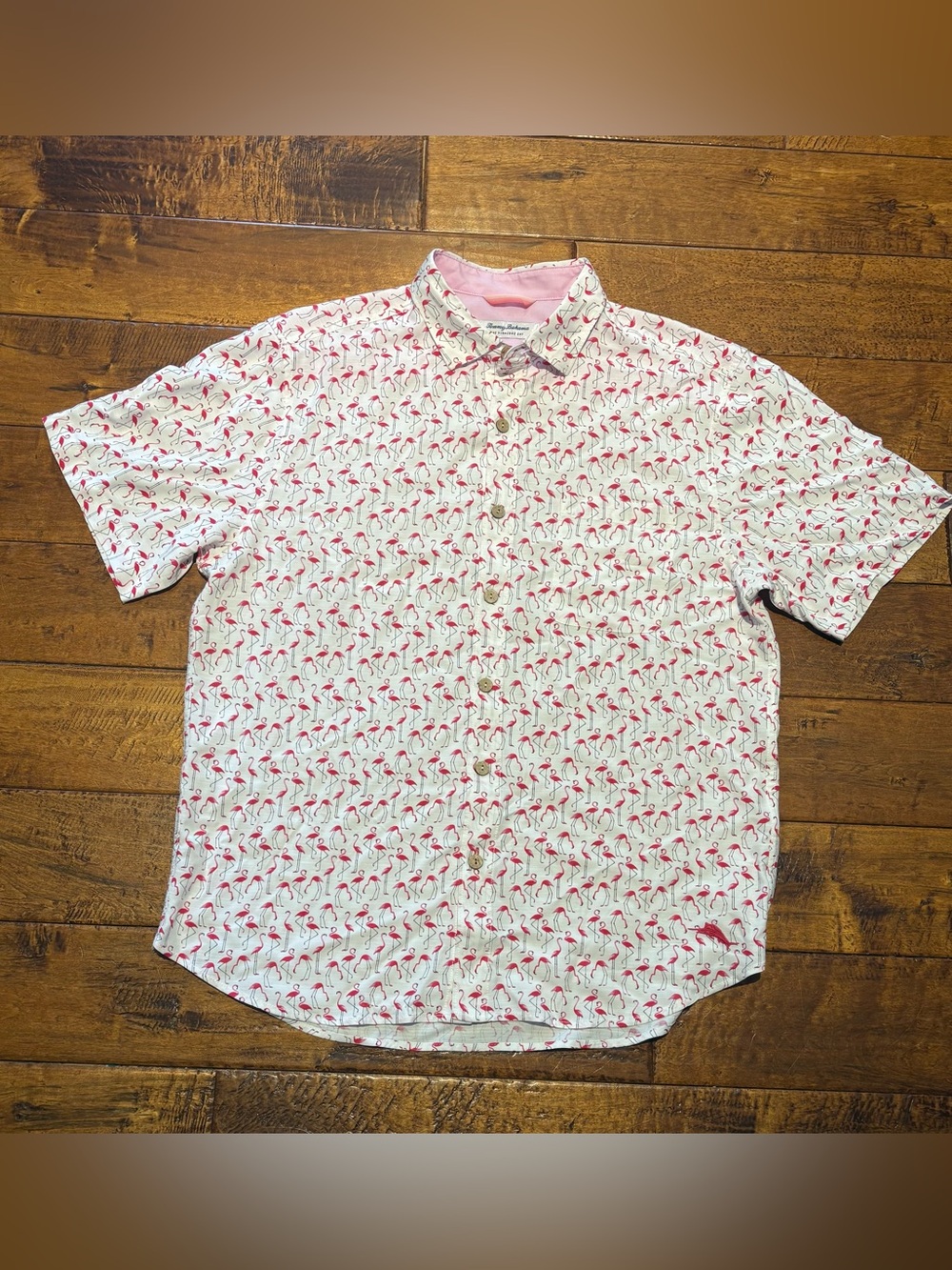 Tommy Bahama Veracruz Cay Flamingo Geo Camp Shirt - White Large